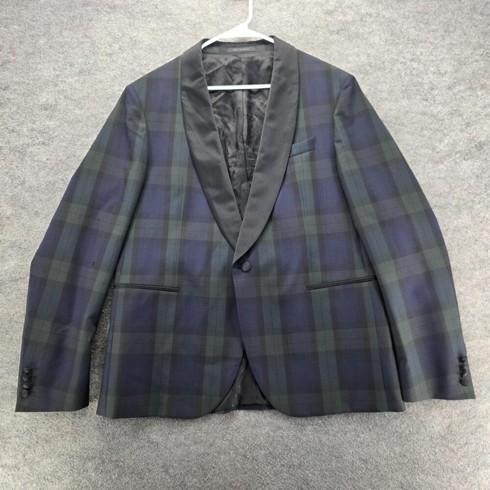 HUGO BOSS Suit Jacket Mens 46 Blue Tuxedo Wool Shawl Lapel Single-Breasted
